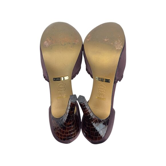 ABS by Allen Schwartz Purple Satin Peep Toe Pumps - Jewel Accent - Size 9.5 - Picture 8 of 14